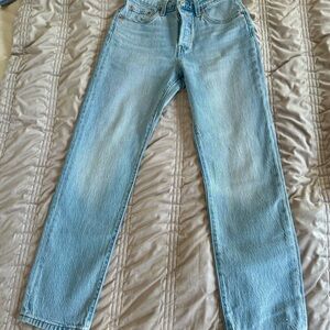 Levi's Women’s Light Blue Straight Jeans 501 crop